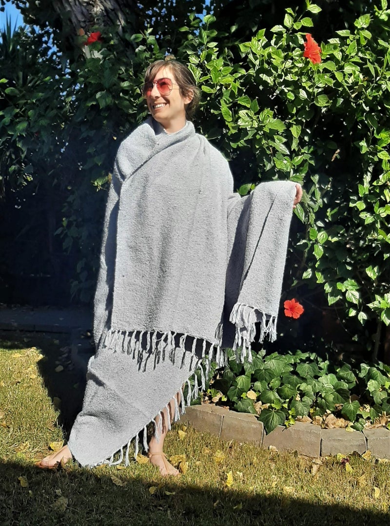 Open Road Goods Handmade Solid Color Yoga Blanket - Thick Mexican Blanket or Throw - Made for Yoga! (Grey Blanket) - Image 3